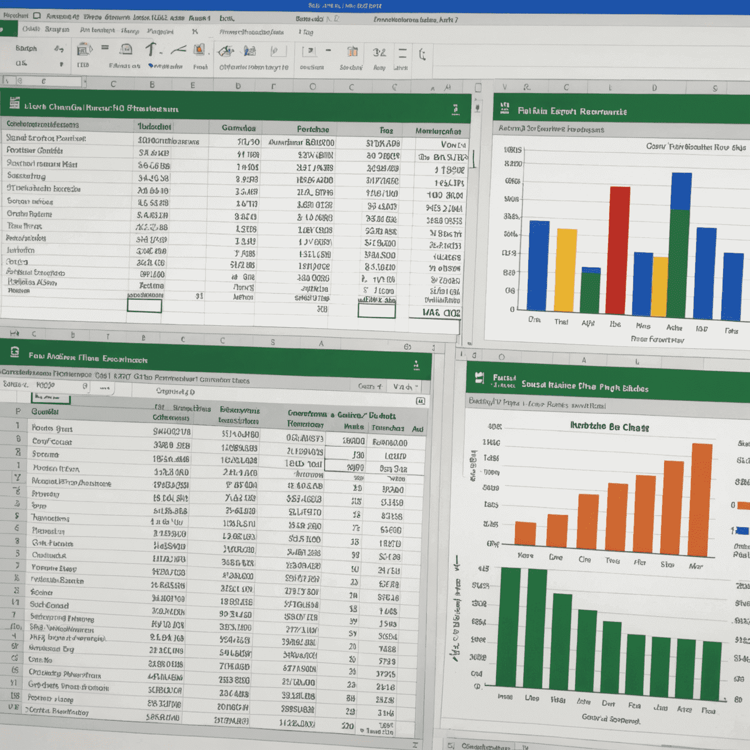 Captura de pantalla de una hoja de cálculo de Excel mostrando gráficos, fórmulas y tablas dinámicas utilizadas para el análisis de datos.